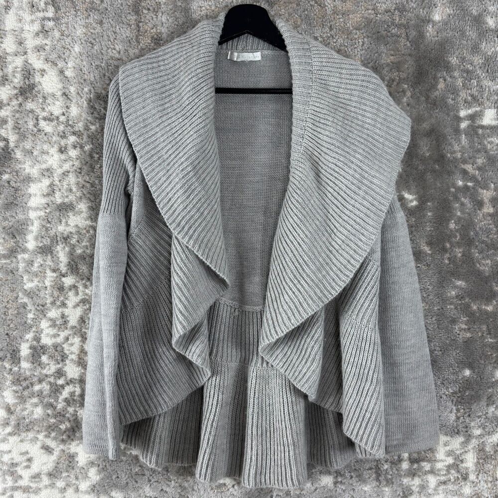 Design History Size XS Ribbed Open Front Cardigan Sweater Gray‎ Long Sleeve